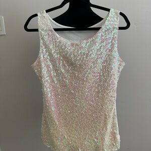 Cream Sequin Tank Top with Fitted Style